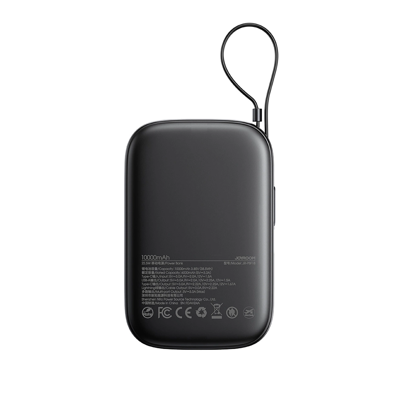 Baterie Externa Joyroom JR-PBF18, 10000mAh, 22.5W, QC + PD, 1 x Lightning - 1 x USB-A - 1 x USB-C, Neagra