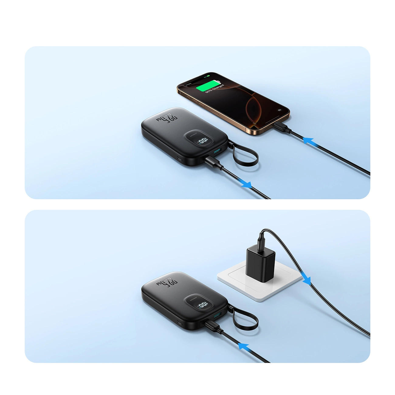 Baterie Externa Joyroom JR-PBF18, 10000mAh, 22.5W, QC + PD, 1 x Lightning - 1 x USB-A - 1 x USB-C, Neagra