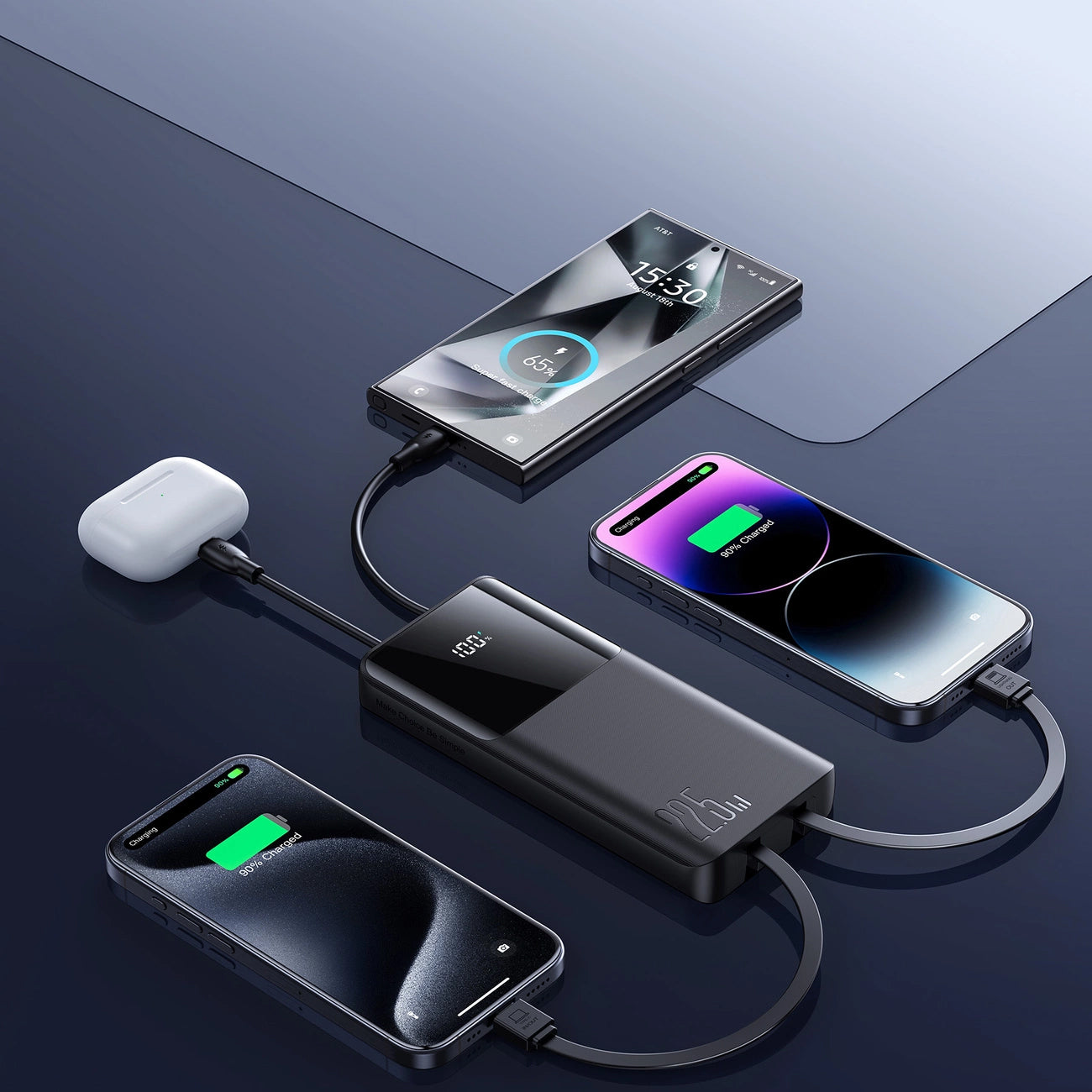 Baterie Externa Joyroom JR-PBF19, 10000mAh, 22.5W, QC + PD, 1 x Lightning - 1 x USB-A - 2 x USB-C, Neagra