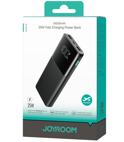 Baterie Externa Joyroom JR-PBF20, 10000mAh, 25W, QC + PD, 1 x USB-C - 2 x USB-A, Neagra