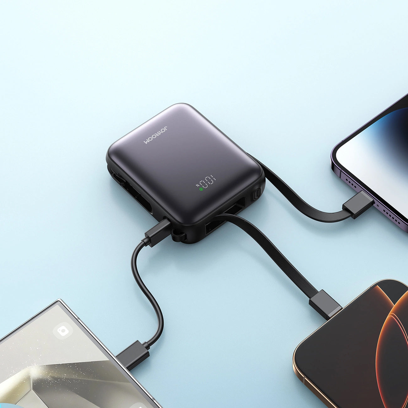 Baterie Externa Joyroom JR-PBF27, 10000mAh, 22.5W, QC + PD, 1 x Lightning - 2 x USB-C, Neagra