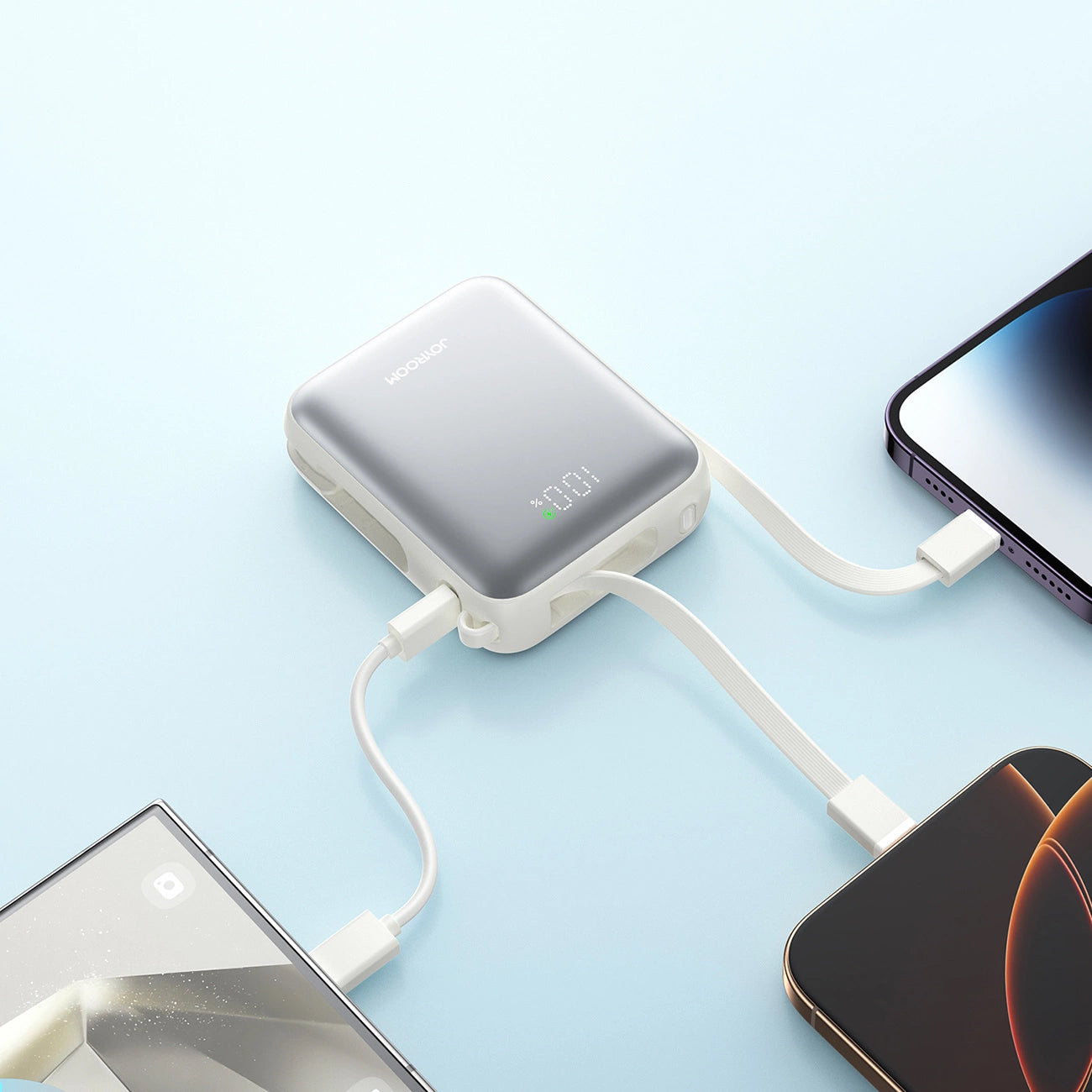 Baterie Externa Joyroom JR-PBF27, 10000mAh, 22.5W, PD, 1 x Lightning - 2 x USB-C, Alba