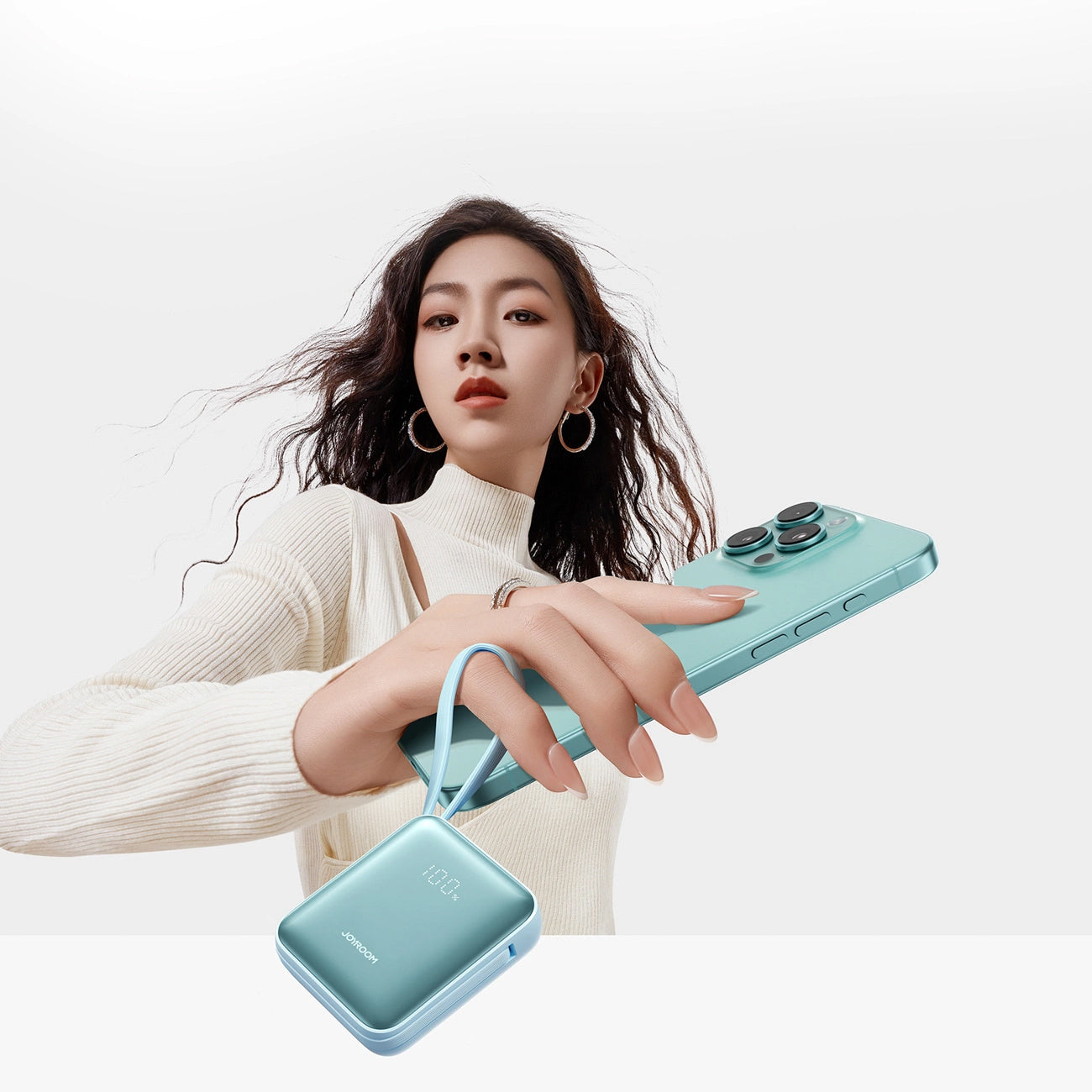 Baterie Externa Joyroom JR-PBF27, 10000mAh, 22.5W, PD, 1 x Lightning - 2 x USB-C, Albastra