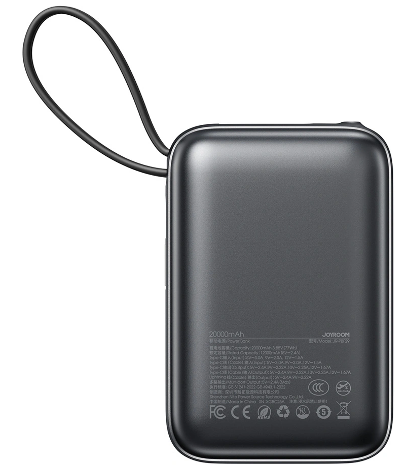 Baterie Externa Joyroom JR-PBF29, 20000mAh, 22.5W, QC + PD, 1 x Lightning - 2 x USB-C, Neagra