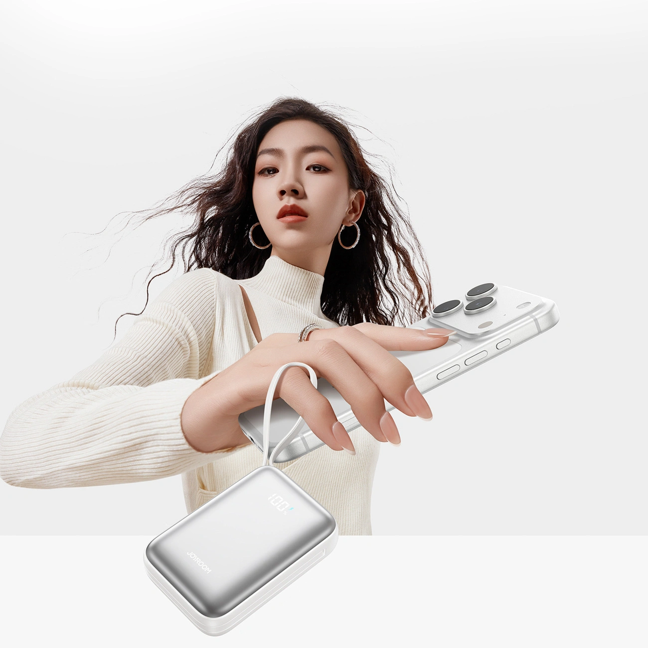 Baterie Externa Joyroom JR-PBF29, 20000mAh, 22.5W, QC + PD, 1 x Lightning - 2 x USB-C, Alba