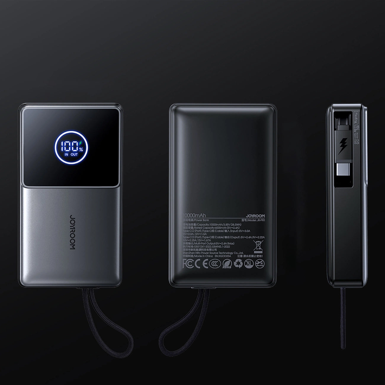 Baterie Externa Joyroom JR-PR1, 10000mAh, 22.5W, PD, 2 x USB-C, Gri