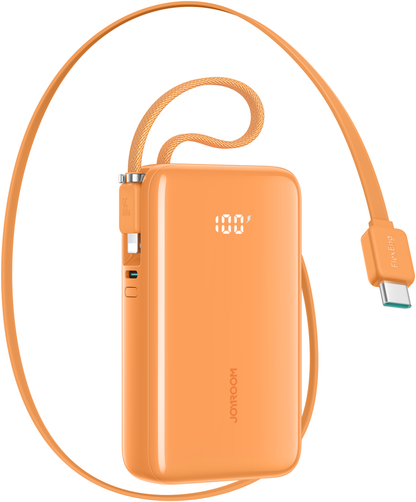 Baterie Externa Joyroom JR-PR2L, 10000mAh, 35W, QC + PD, 1 x Lightning - 2 x USB-C, Portocalie