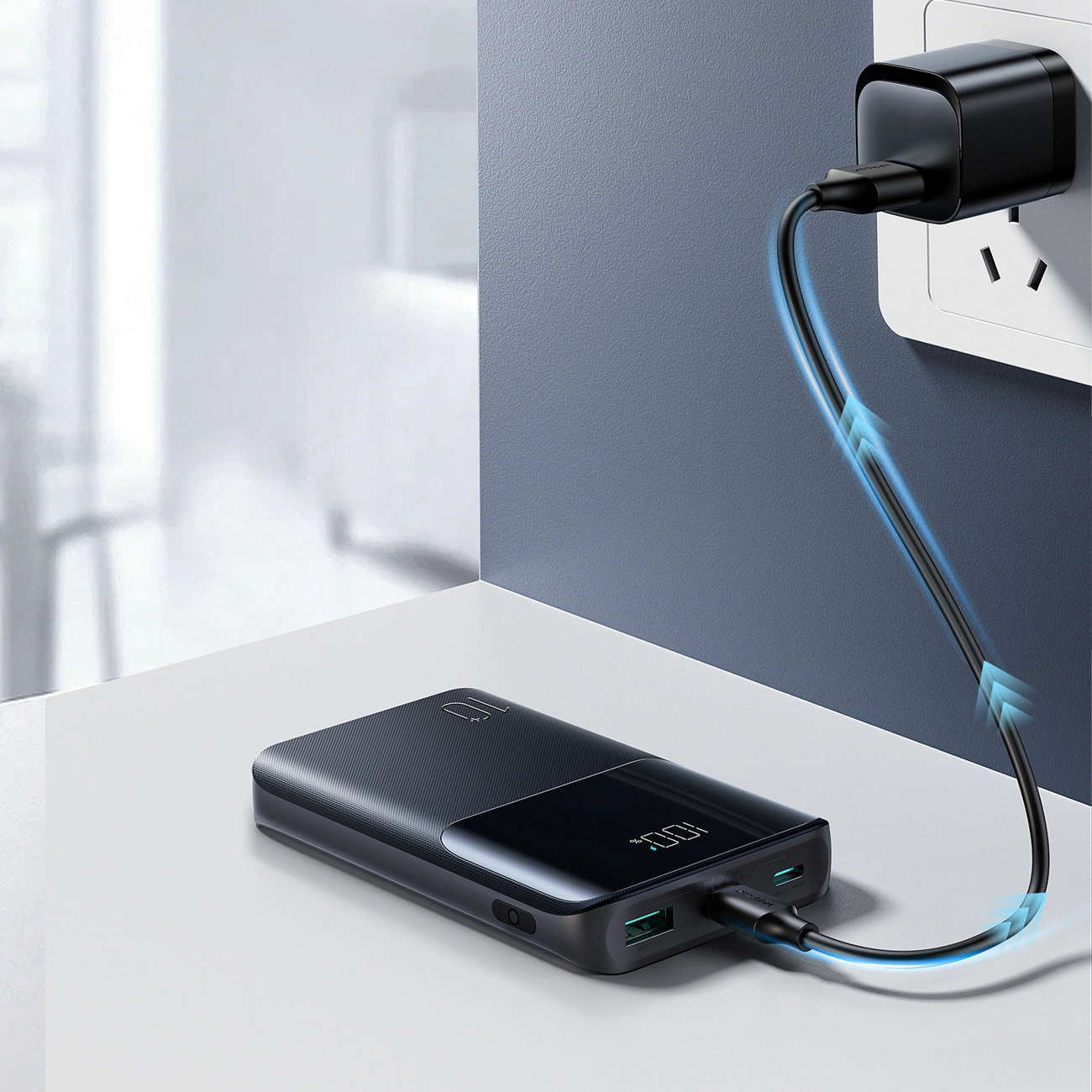 Baterie Externa Joyroom JR-QP191, 10000mAh, 22.5W, QC + PD, 1 x USB-A - 2 x USB-C, Neagra