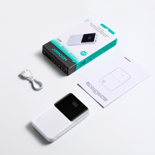 Baterie Externa Joyroom JR-QP191, 10000mAh, 22.5W, QC + PD, 1 x USB-A - 2 x USB-C, Alba