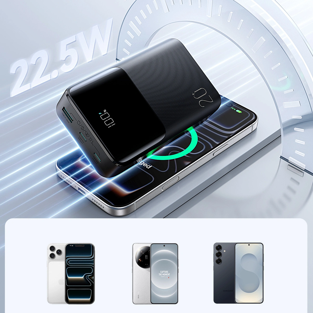 Baterie Externa Joyroom JR-QP192, 20000mAh, 22.5W, QC + PD, 1 x USB-A - 2 x USB-C, Neagra