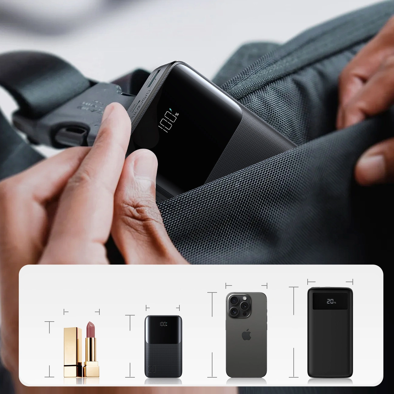 Baterie Externa Joyroom JR-QP192, 20000mAh, 22.5W, QC + PD, 1 x USB-A - 2 x USB-C, Neagra