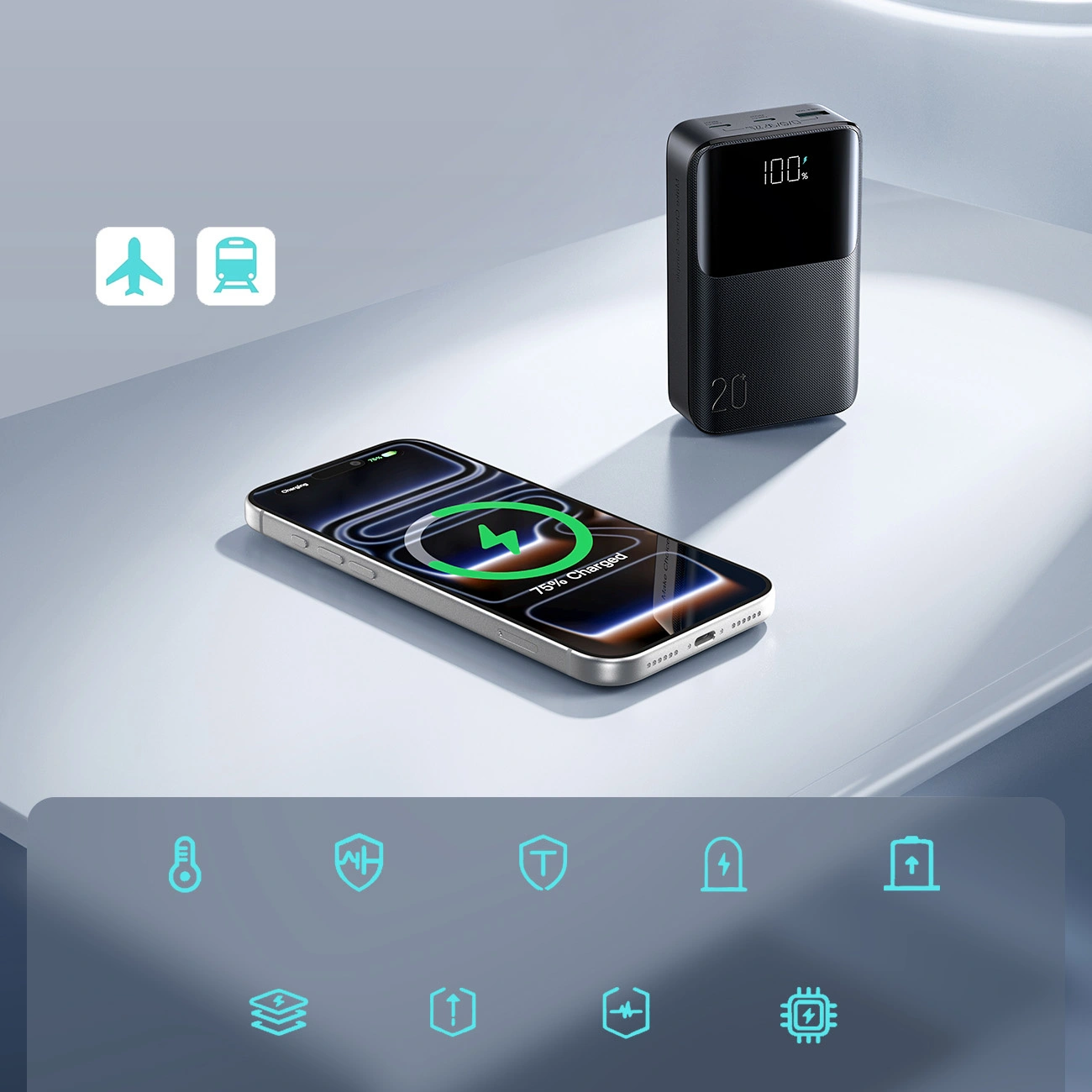 Baterie Externa Joyroom JR-QP192, 20000mAh, 22.5W, QC + PD, 1 x USB-A - 2 x USB-C, Neagra