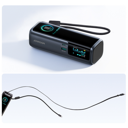 Baterie Externa Joyroom PODIX PR70, 25000mAh, 240W, QC + PD, 1 x USB-A - 3 x USB-C, Neagra