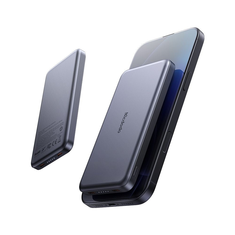 Baterie Externa Wireless McDodo MC-3781 Meta, 10000mAh, 20W, PD + FQI, 1 x QI - 2 x USB-C, Neagra
