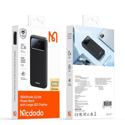 Baterie Externa McDodo MC-4220, 10000mAh, 22.5W, QC + PD, 2 x USB-A - 1 x USB-C, Neagra