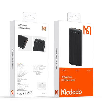 Baterie Externa McDodo MC-4631 Online, 10000mAh, 10W, 2 x USB-A - 1 x USB-C, Neagra