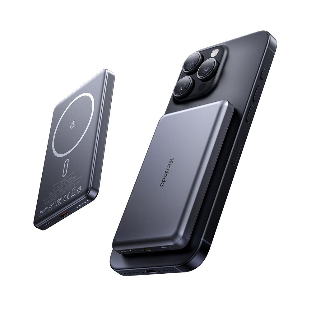 Baterie Externa Wireless McDodo MC-4641 Meta, 5000mAh, 20W, PD + FQI, 1 x QI - 1 x USB-C, Neagra