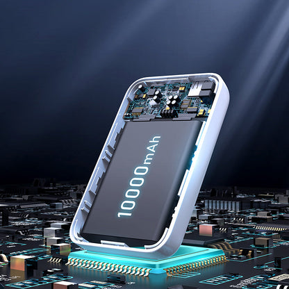 Baterie Externa Wireless Joyroom JR-W020, 10000mAh, 20W, QC + PD + FQI, 1 x QI - 1 x USB-A - 1 x USB-C, Alba