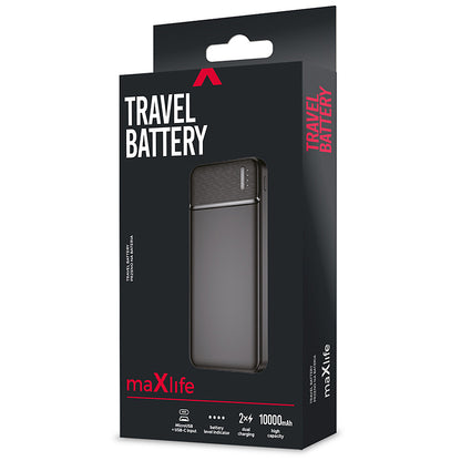 Baterie Externa MaXlife MXPB-01, 10000mAh, 12W, 2 x USB-A, Neagra