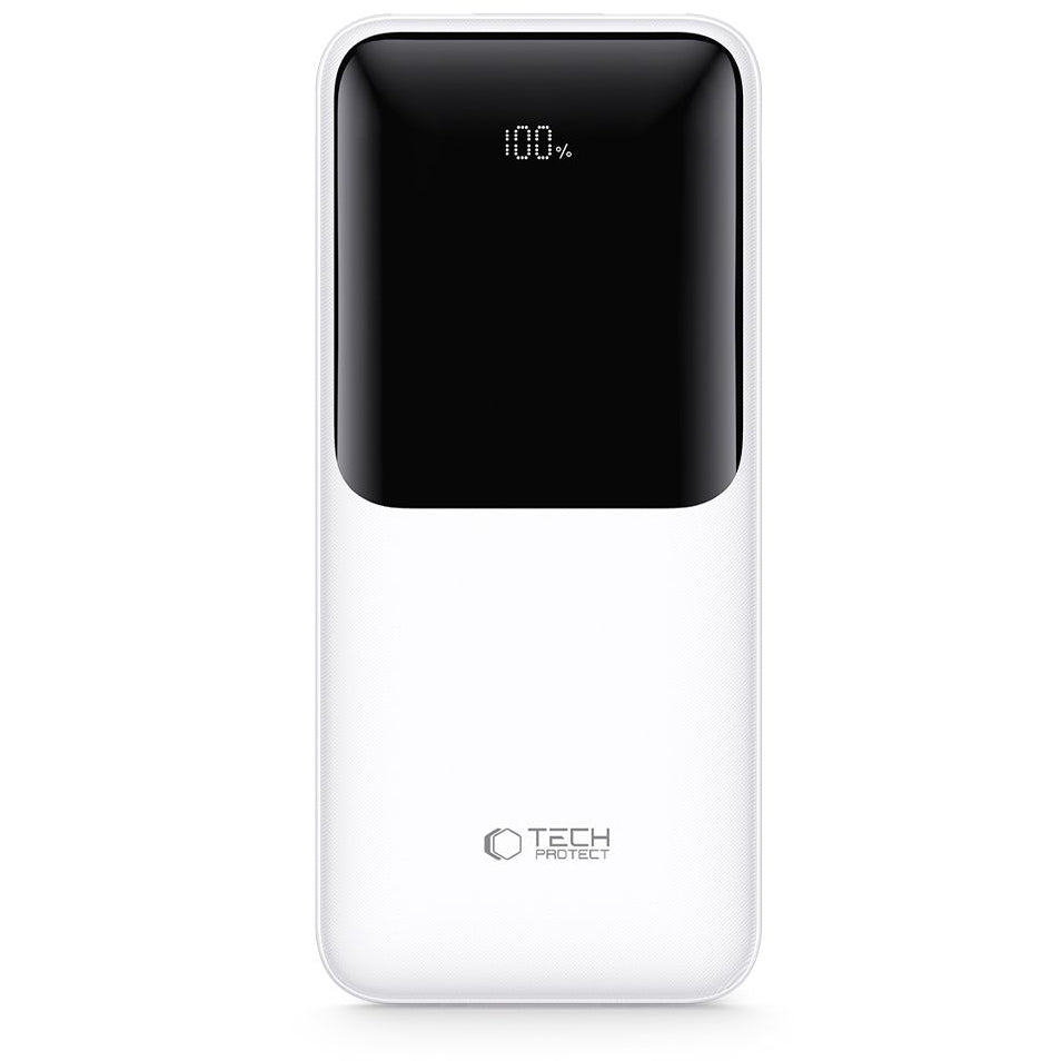 Baterie Externa Tech-Protect PB02, 20000mAh, 22.5W, QC + PD, 1 x USB-C - 2 x USB-A, Alba