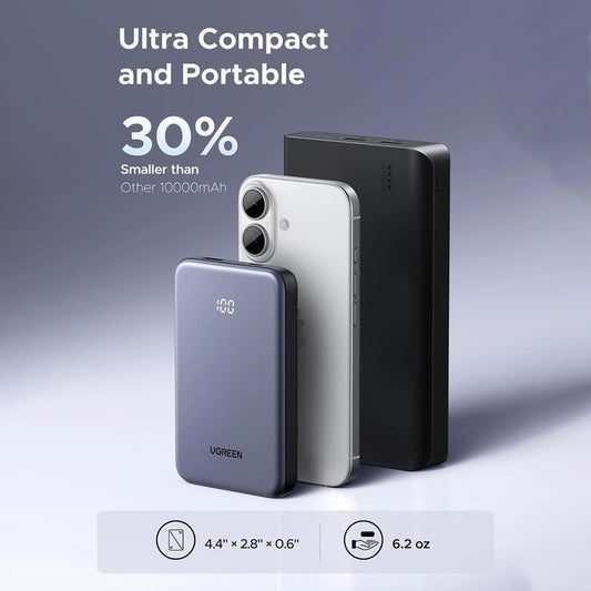 Baterie Externa UGREEN 75131B, 10000mAh, 22.5W, QC + PD, 1 x USB-A - 1 x USB-C, Gri