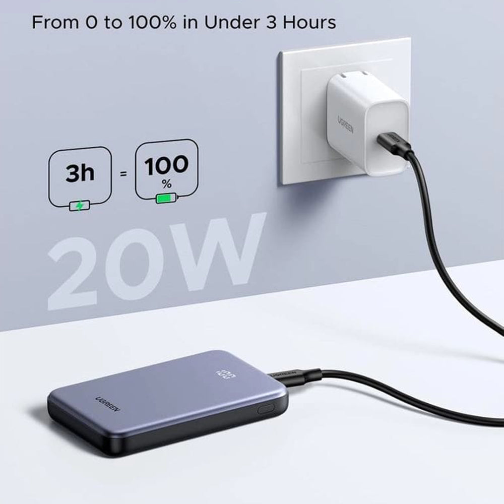 Baterie Externa UGREEN 75131B, 10000mAh, 22.5W, QC + PD, 1 x USB-A - 1 x USB-C, Gri