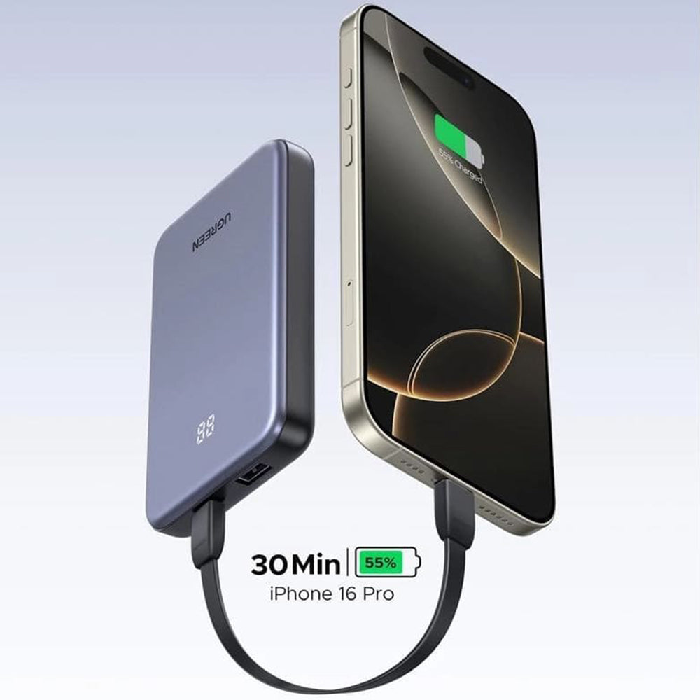 Baterie Externa UGREEN 75131B, 10000mAh, 22.5W, QC + PD, 1 x USB-A - 1 x USB-C, Gri