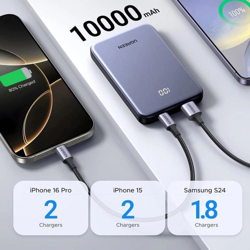 Baterie Externa UGREEN 75131B, 10000mAh, 22.5W, QC + PD, 1 x USB-A - 1 x USB-C, Gri