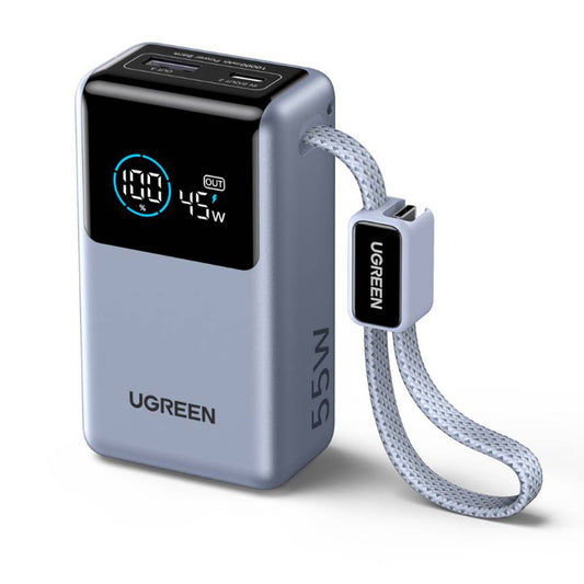Baterie Externa UGREEN Nexode Pro PB727 (75701B), 10000mAh, 55W, QC + PD, 1 x USB-A - 2 x USB-C, Gri