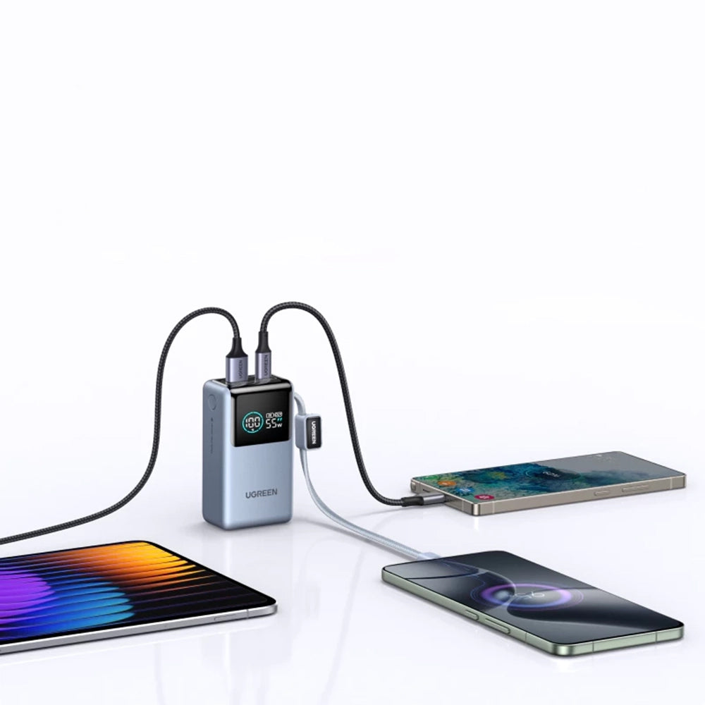 Baterie Externa UGREEN Nexode Pro PB727 (75701B), 10000mAh, 55W, QC + PD, 1 x USB-A - 2 x USB-C, Gri