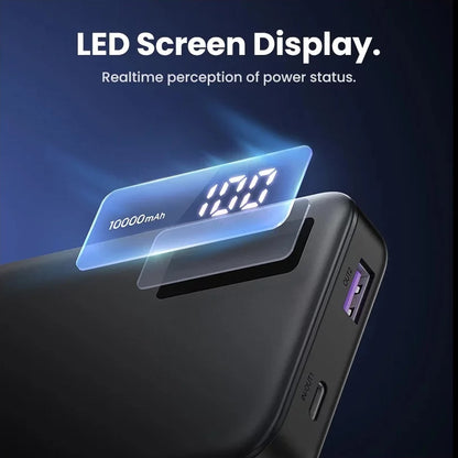 Baterie Externa UGREEN PB311, 10000mAh, 22.5W, QC + PD, 1 x USB-C - 2 x USB-A, Neagra