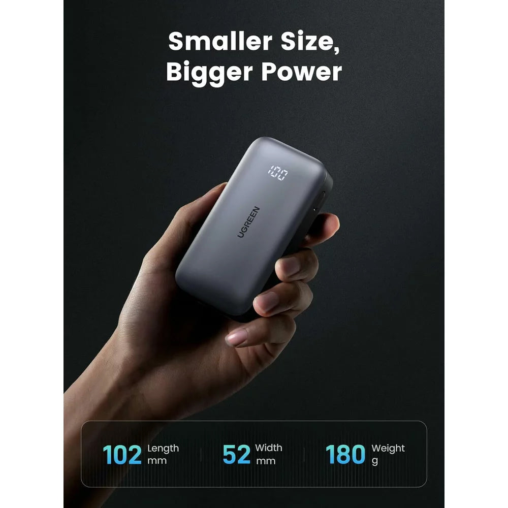 Baterie Externa UGREEN PB502, 10000mAh, 30W, QC + PD, 1 x USB-A - 1 x USB-C, Gri