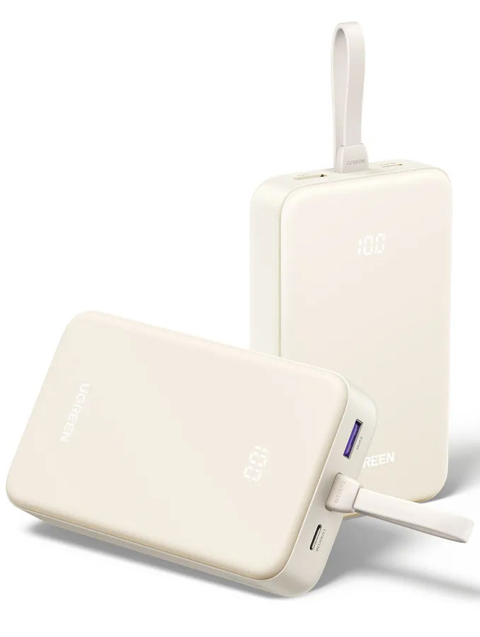 Baterie Externa UGREEN PB521, 20000mAh, 30W, QC + PD, 1 x USB-A - 2 x USB-C, Alba