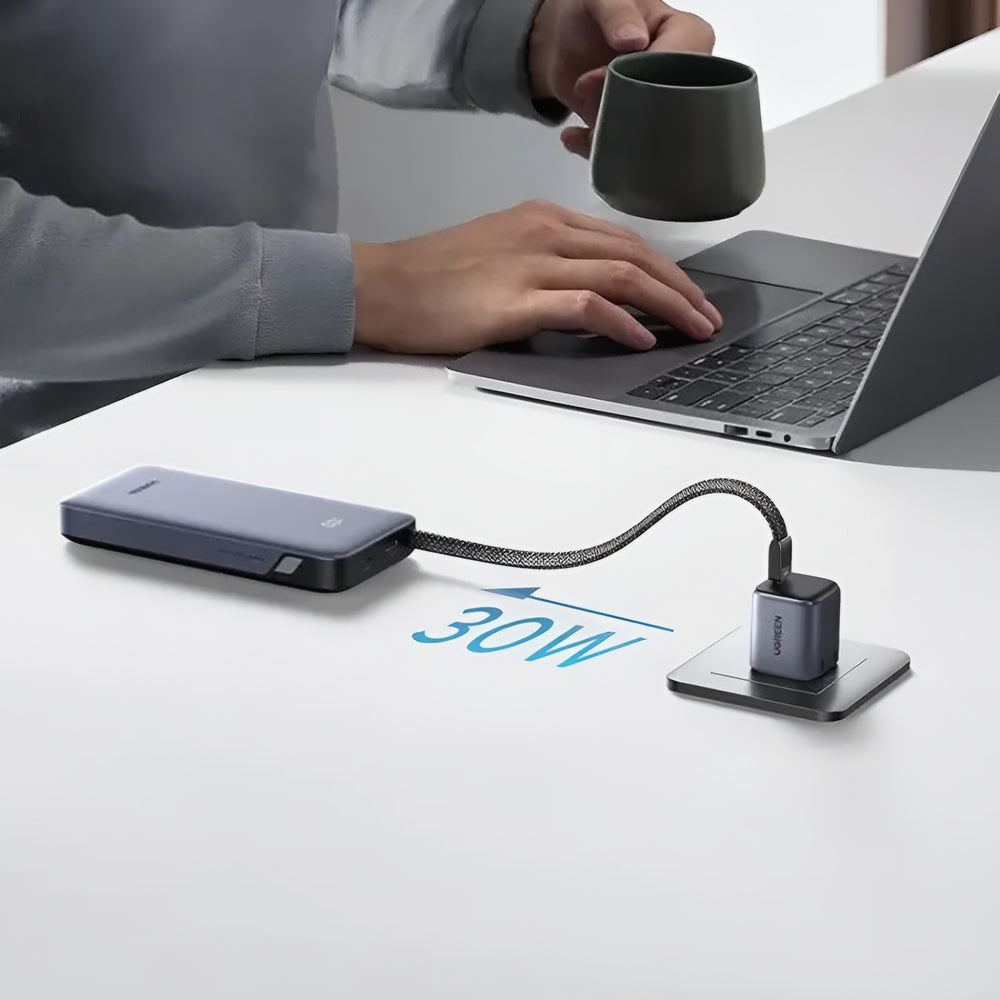 Baterie Externa UGREEN PB528 (55985B), 20000mAh, 30W, QC + PD, 1 x USB-A - 3 x USB-C, Gri