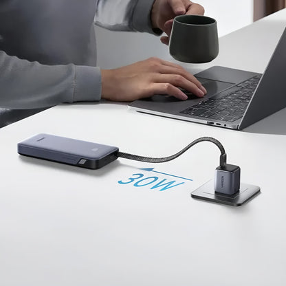 Baterie Externa UGREEN PB528 (55985B), 20000mAh, 30W, QC + PD, 1 x USB-A - 3 x USB-C, Gri