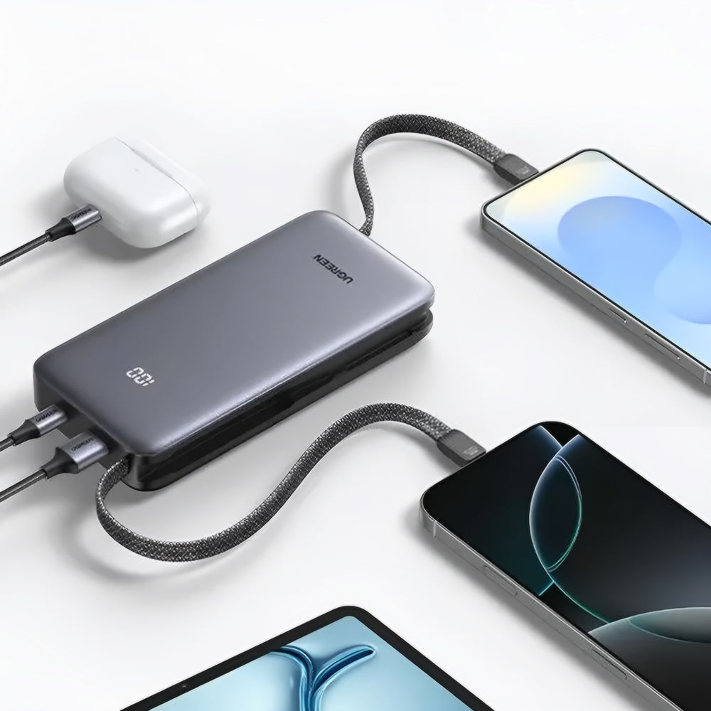Baterie Externa UGREEN PB528 (55985B), 20000mAh, 30W, QC + PD, 1 x USB-A - 3 x USB-C, Gri