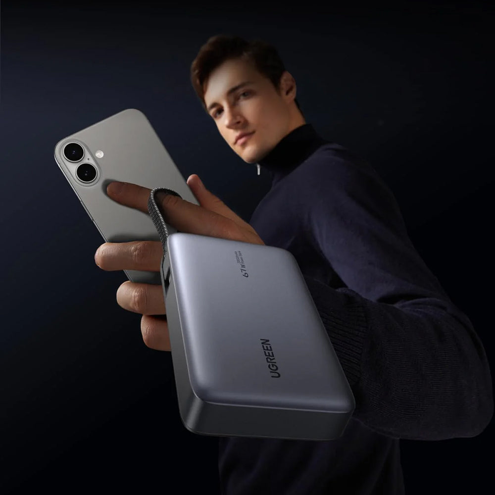 Baterie Externa UGREEN PB550, 20000mAh, 67W, QC + PD, 1 x USB-A - 2 x USB-C, Gri