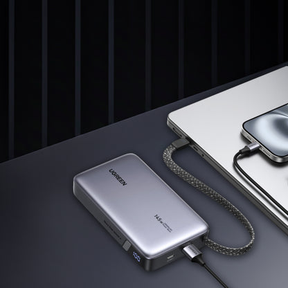 Baterie Externa UGREEN PB551 (55992B), 20000mAh, 145W, QC + PD, 1 x USB-A - 2 x USB-C, Gri