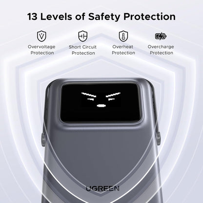 Baterie Externa Wireless UGREEN PB572 Uno, 10000mAh, 20W, PD + FQI, 1 x QI - 1 x USB-C, Gri