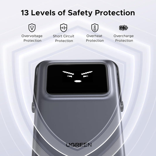 Baterie Externa Wireless UGREEN PB572 Uno, 10000mAh, 20W, PD + FQI, 1 x QI - 1 x USB-C, Gri
