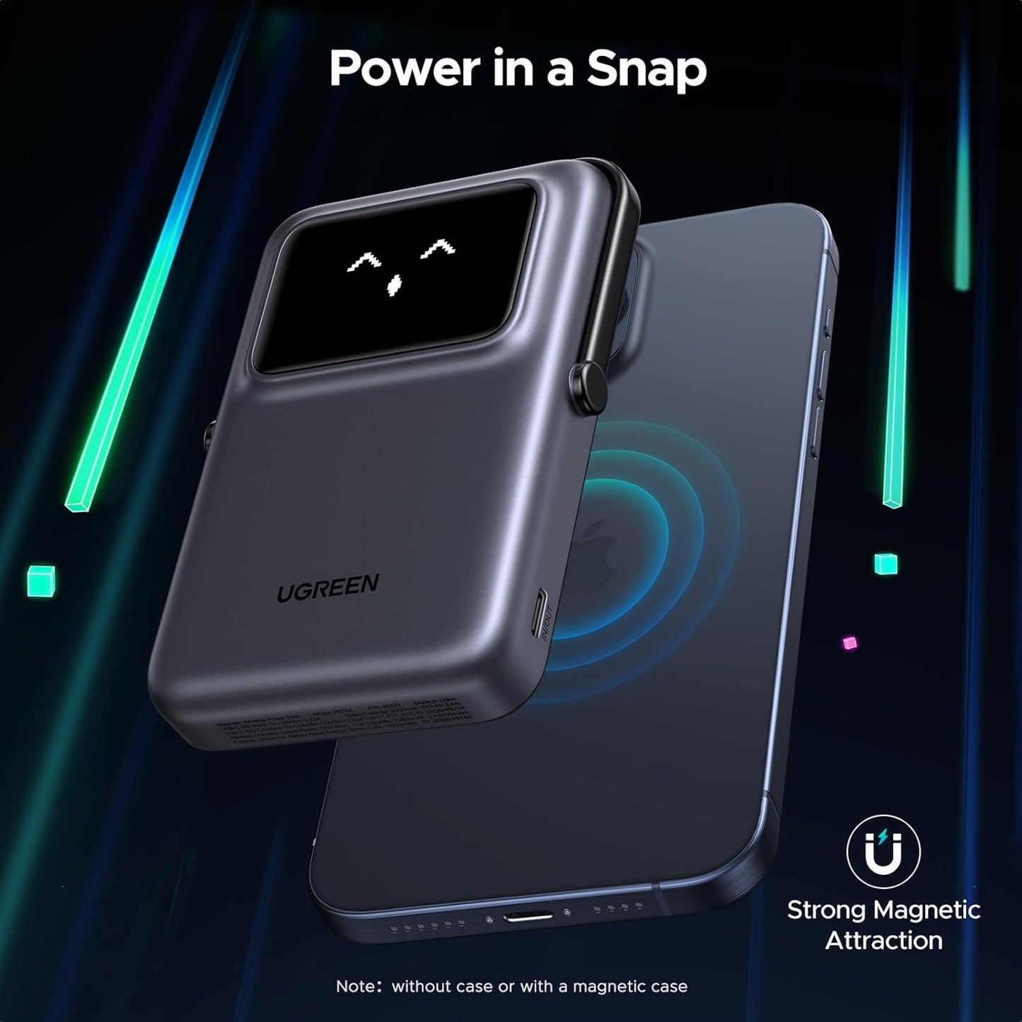 Baterie Externa Wireless UGREEN PB572 Uno, 10000mAh, 20W, PD + FQI, 1 x QI - 1 x USB-C, Gri