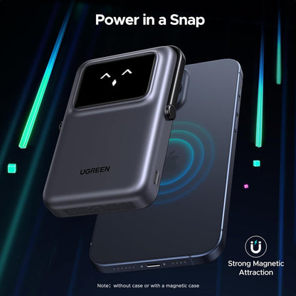 Baterie Externa Wireless UGREEN PB572 Uno, 10000mAh, 20W, PD + FQI, 1 x QI - 1 x USB-C, Gri