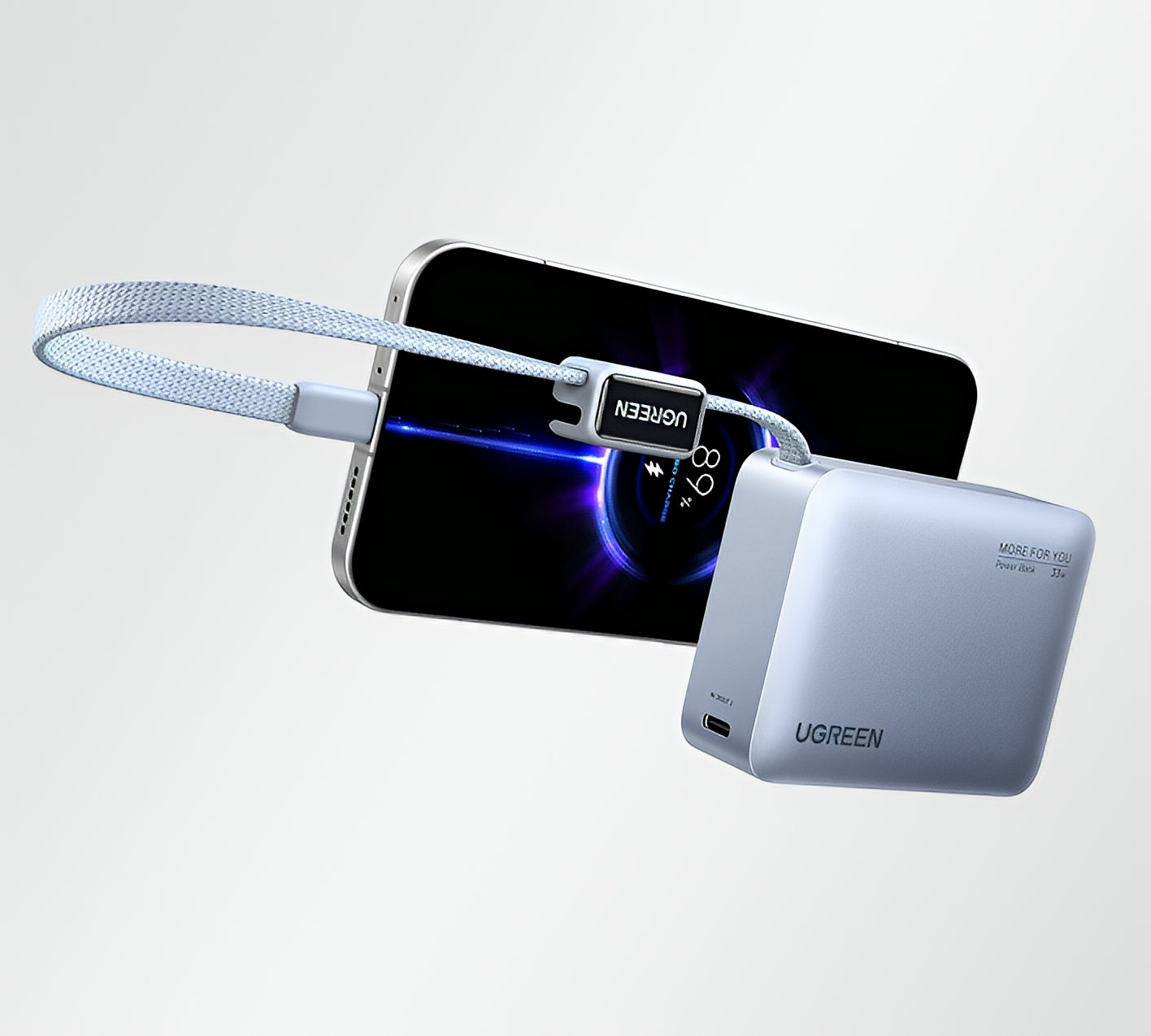 Baterie Externa UGREEN PB584 (75173B), 10000mAh, 33W, QC + PD, 1 x USB-A - 2 x USB-C, Bleu