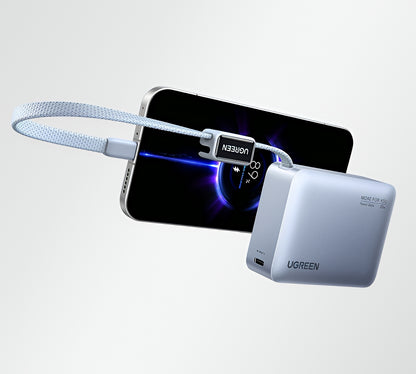 Baterie Externa UGREEN PB584 (75173B), 10000mAh, 33W, QC + PD, 1 x USB-A - 2 x USB-C, Bleu
