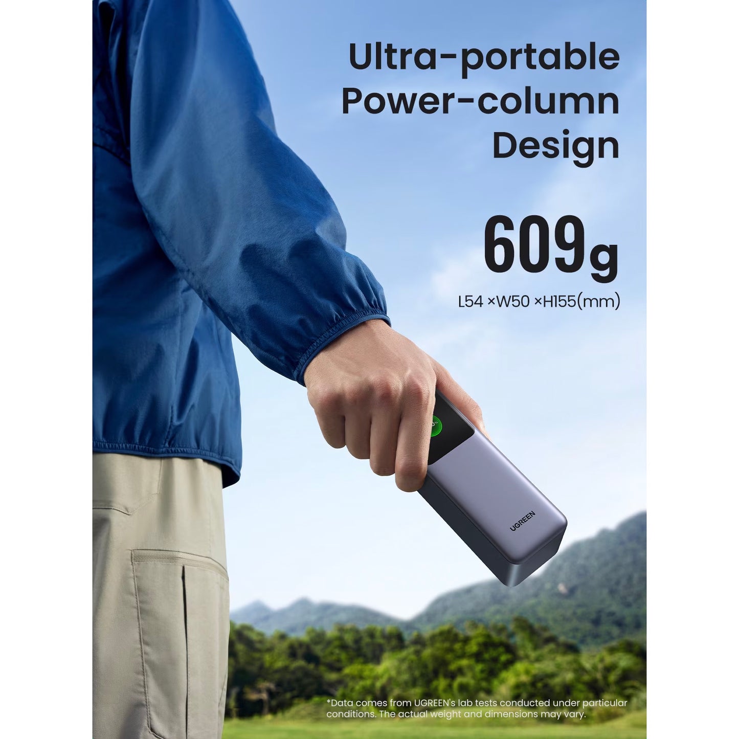 Baterie Externa UGREEN PB722, 25000mAh, 200W, QC + PD, 1 x USB-A - 2 x USB-C, Gri