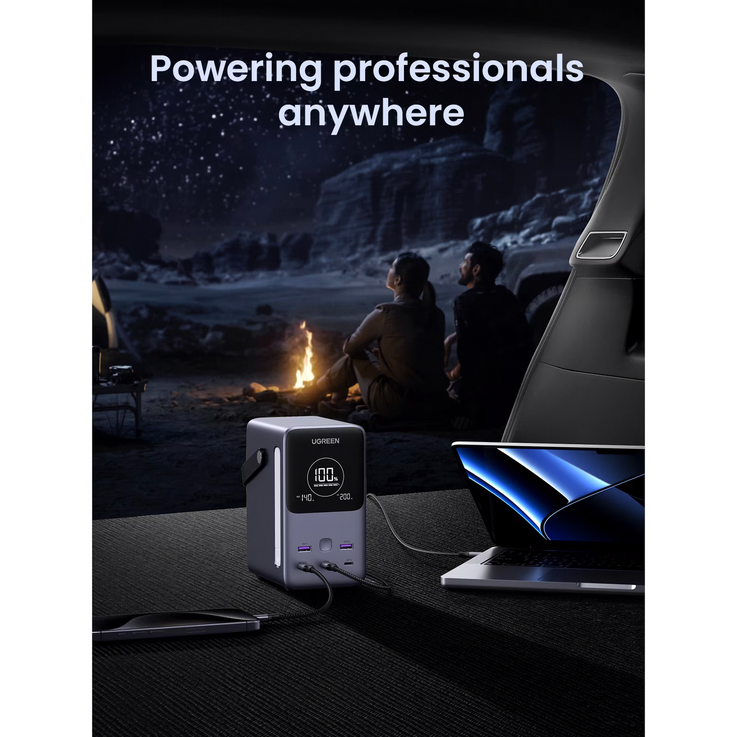 Baterie Externa UGREEN PB770, 48000mAh, 300W, QC + PD, 2 x USB-A - 3 x USB-C, Gri, Resigilata