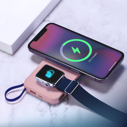 Baterie Externa Wireless 3MK PastelUp, 10000mAh, 22.5W, QC + PD + FQI, 1 x USB-A - 1 x USB-C - 2 x QI, Roz