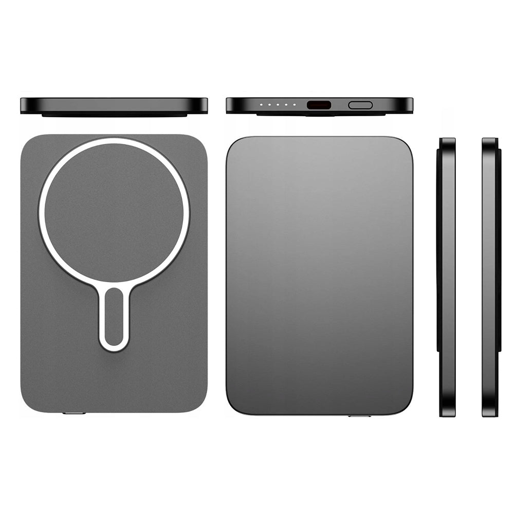 Baterie Externa Wireless 3MK MagSnap Go, 5000mAh, 20W, PD + FQI, 1 x QI - 1 x USB-C, Gri