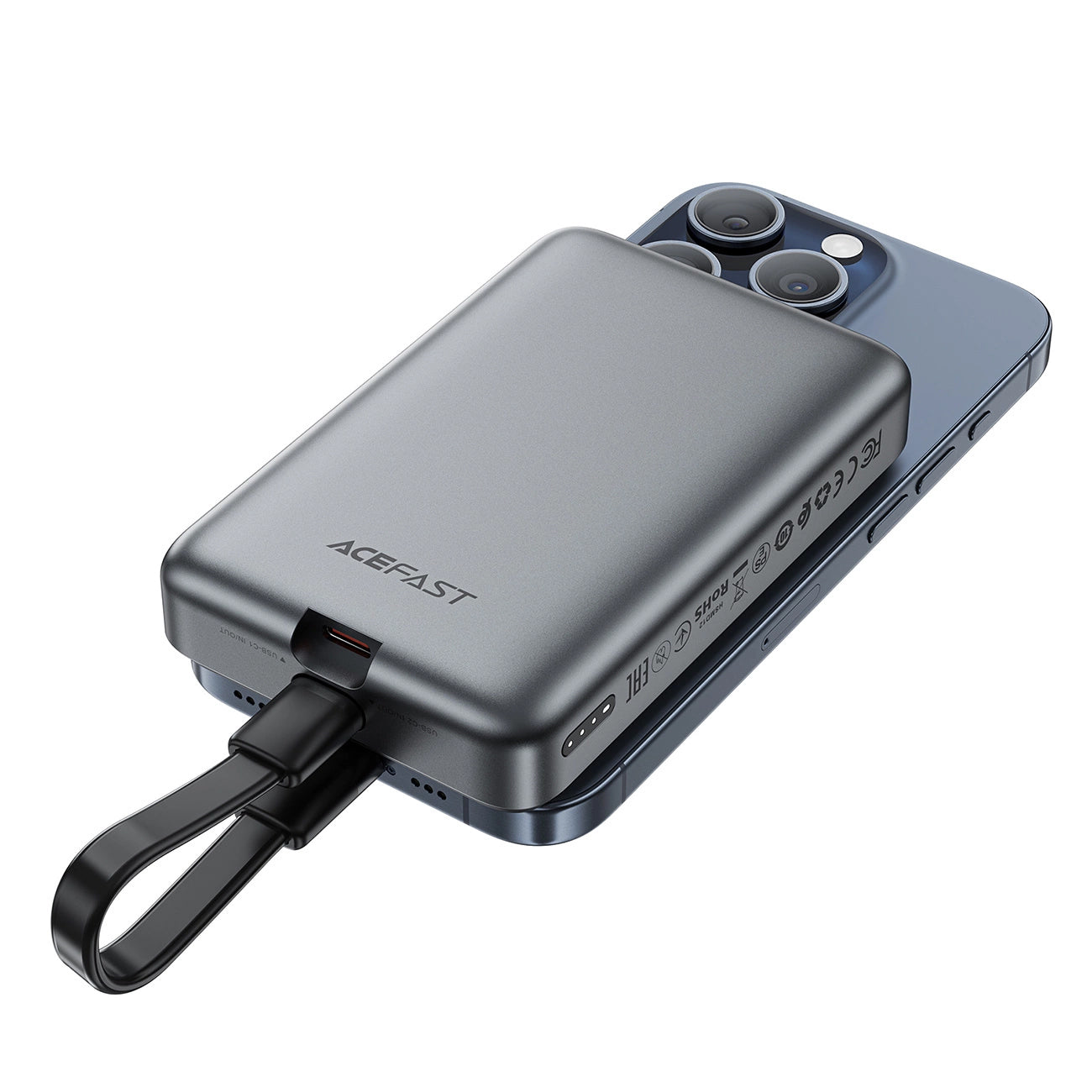 Baterie Externa Wireless Acefast M10, 10000mAh, 30W, PD + FQI, 1 x QI - 2 x USB-C, Neagra