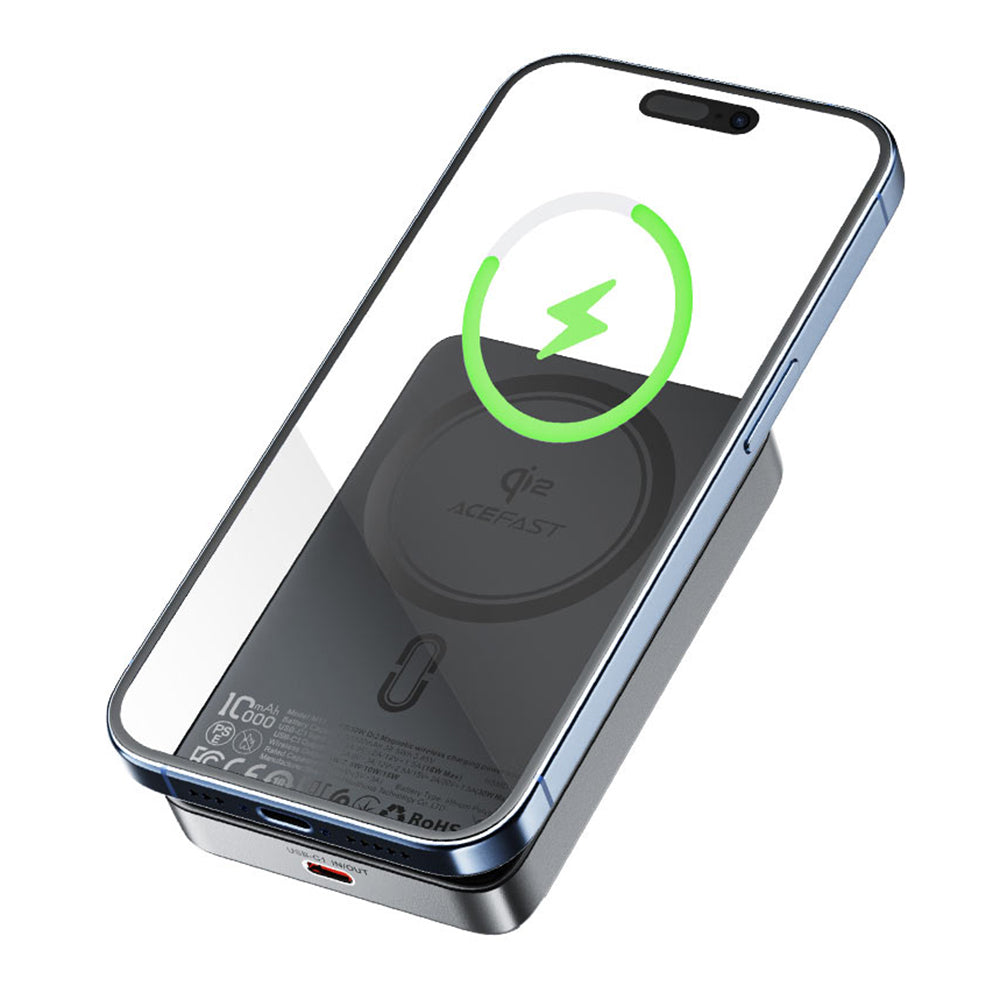 Baterie Externa Wireless Acefast M11, 10000mAh, 30W, PD + FQI, 1 x QI - 1 x USB-C, Neagra